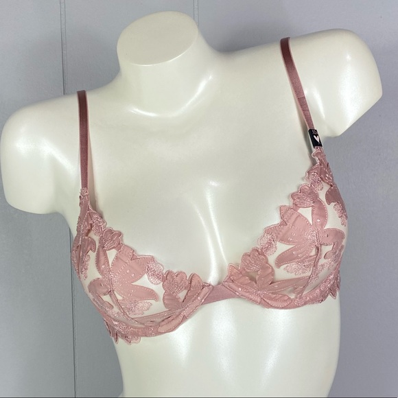 Victoria’s Secret Embroidered Pink Unlined Plunge Bra - Picture 2 of 4